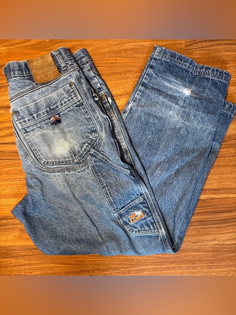 Lugz Baggy Jeans Mens 36x30 Y2K Wide Leg Denim Distressed